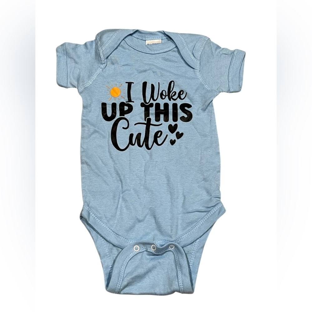 Rabbit Skins “I Woke Up This Cute” Light Blue Onesie – Size 6 Months – NWOT